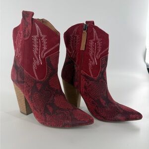 Dingo Red Snake Print Heeled Boots